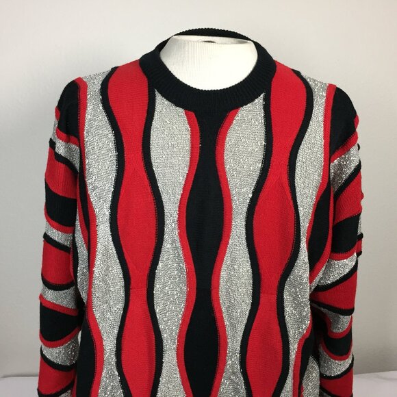 Vintage 90s Mens XL Sweater Textured Knit Coogie Style Hip Hop Alan Stuart - Picture 2 of 7